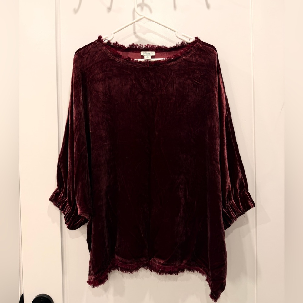 Sundance Rich Velvet Blouse in Dark Red